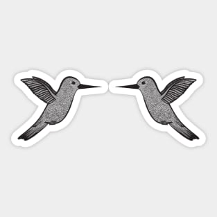 Hummingbirds in Love - cute and fun bird design - on white Sticker